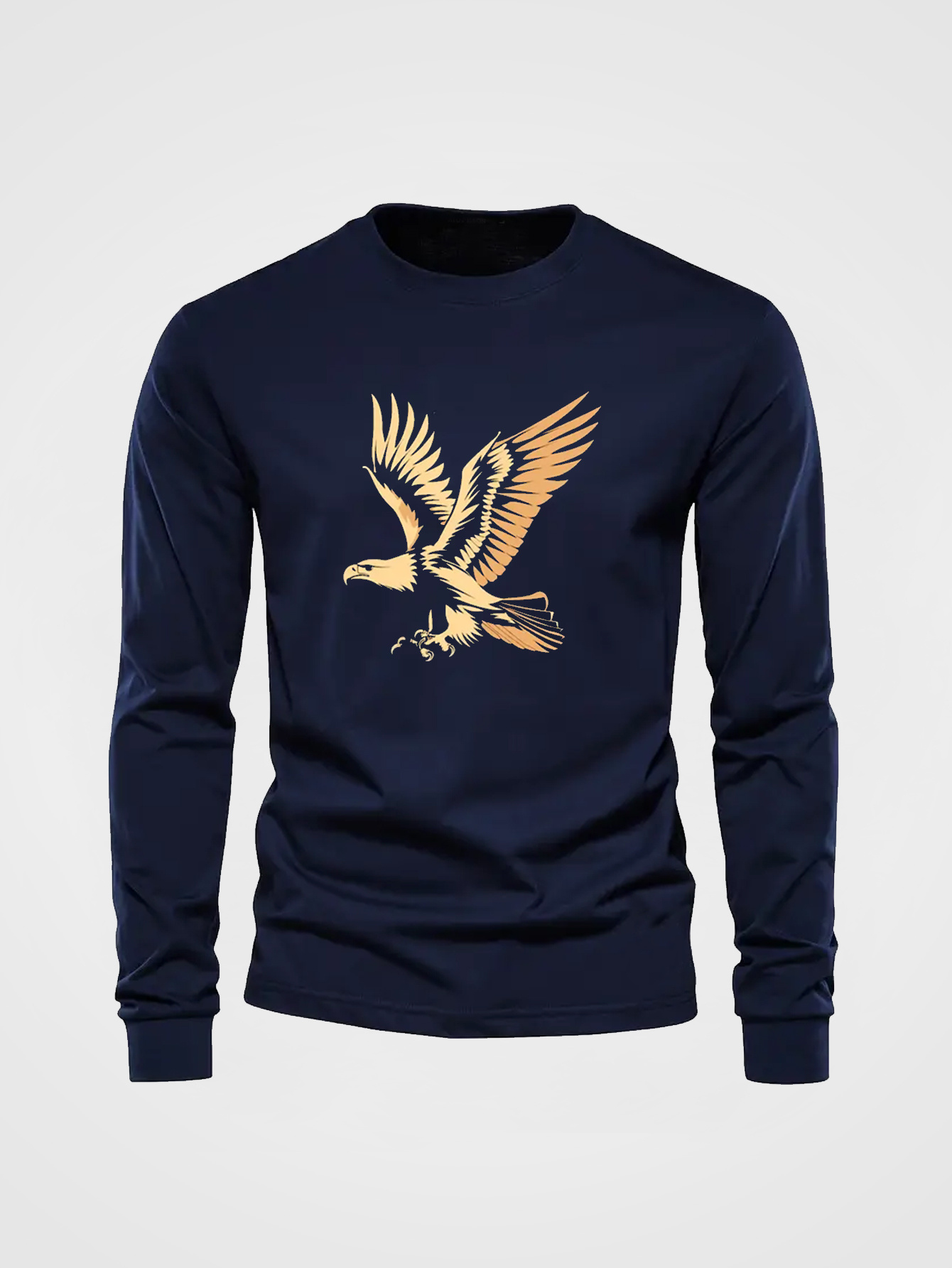 Undershirt Crew Neck - 100%コットン メンズ クルーネック 長袖Tシャツ ルーズフィット プラスサイズ