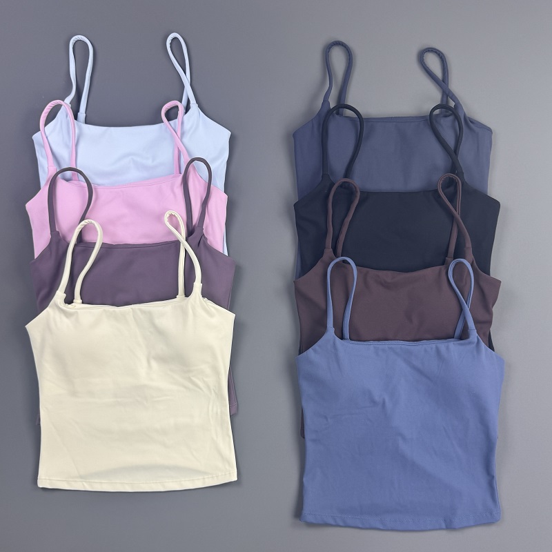 Suspender Tank Top - ジムトップ レディース スパゲッティストラップ キャミソール タンクトップ 無地