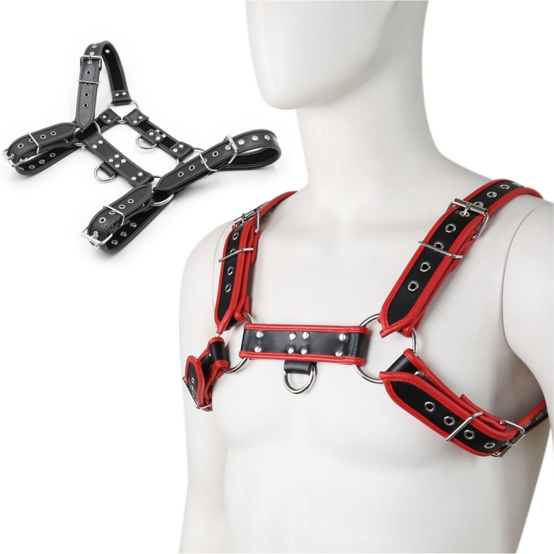 Suspender Tank Top - フェチ男性ランジェリーハーネス男性服タンクトップ性的ボディレザー胸ハーネスベルトストラップパンクレイブ衣装大人のセックス