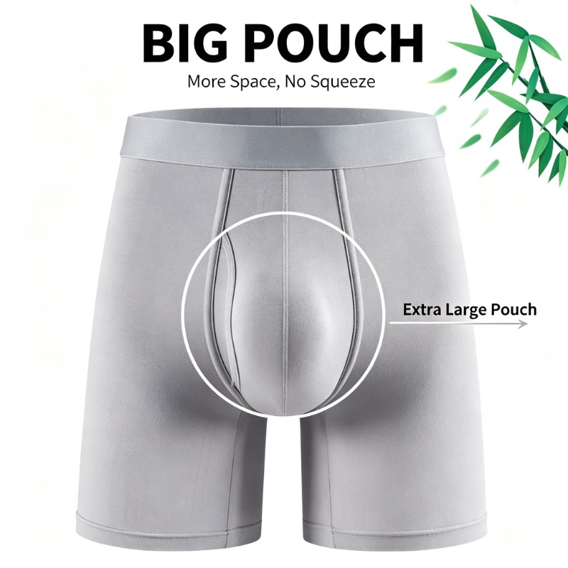 Bamboo Fiber Trunk - ビッグポーチ メンズ バンブーファイバー ボクサーブリーフ 通気性下着 フライオープン付き