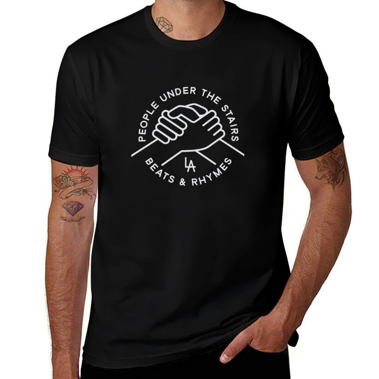 Undershirt Crew Neck - People Under The Stairs ハンドシェイク Tシャツ