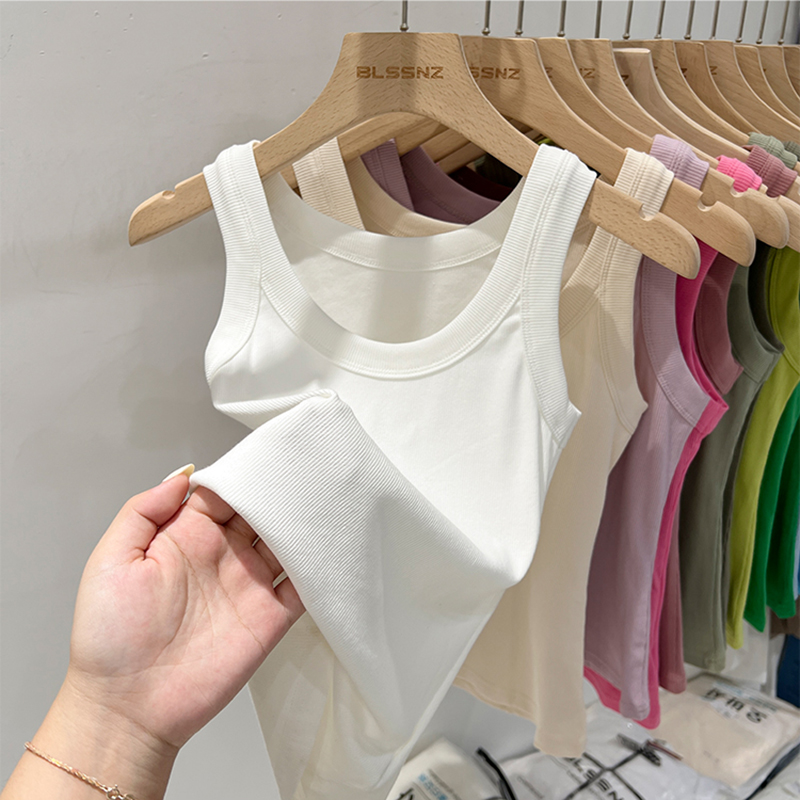 Tank Top Ribbed - 2026年夏 レディース 無地 ラウンドネック リブ編み タンクトップ
