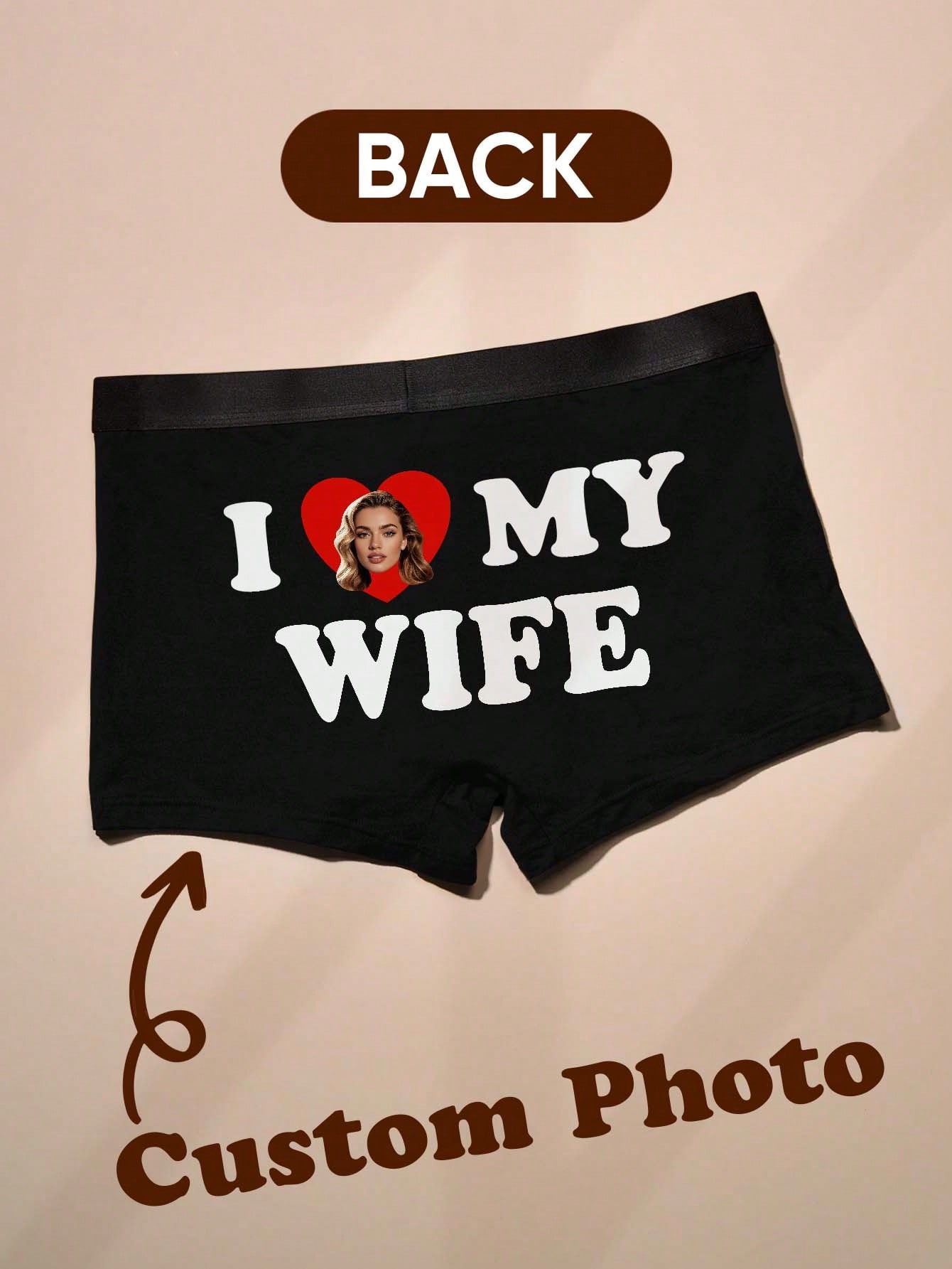 Boxer Brief Pack Cotton - 男性用カスタム写真入りボクサーパンツ、背中に写真が入ったパーソナライズされたコットンボクサーブリーフ、夫、彼氏への誕生日、バレンタインデーのギフト
