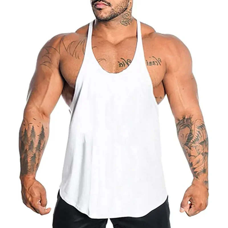 男性用ノースリーブランニングベスト、ジムシングレット、サスペ - Suspender Tank Top のレビューと価格