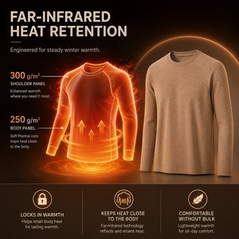 メンズフリース裏地付きウールクルーネック長袖アンダーシャツラ - Undershirt Crew Neck のレビューと価格