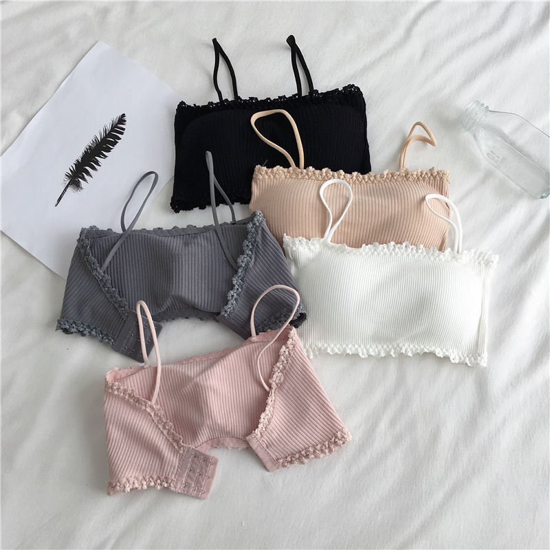 女性の綿のブラジャー女性チューブトップブラジャー女性のサスペ - Suspender Tank Top のレビューと価格