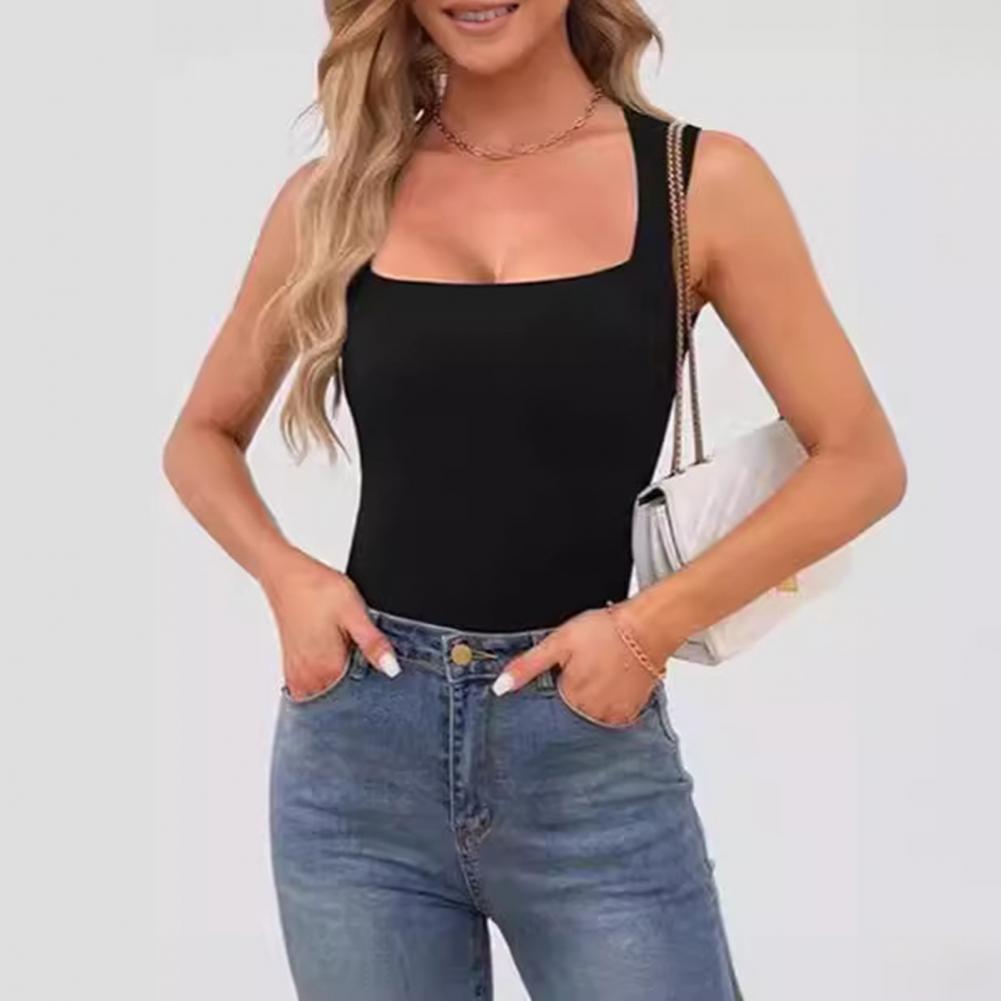 女性用パンティー、サマーベスト、スクエアネック、幅広ショルダ - Tank Top Ribbed のレビューと価格