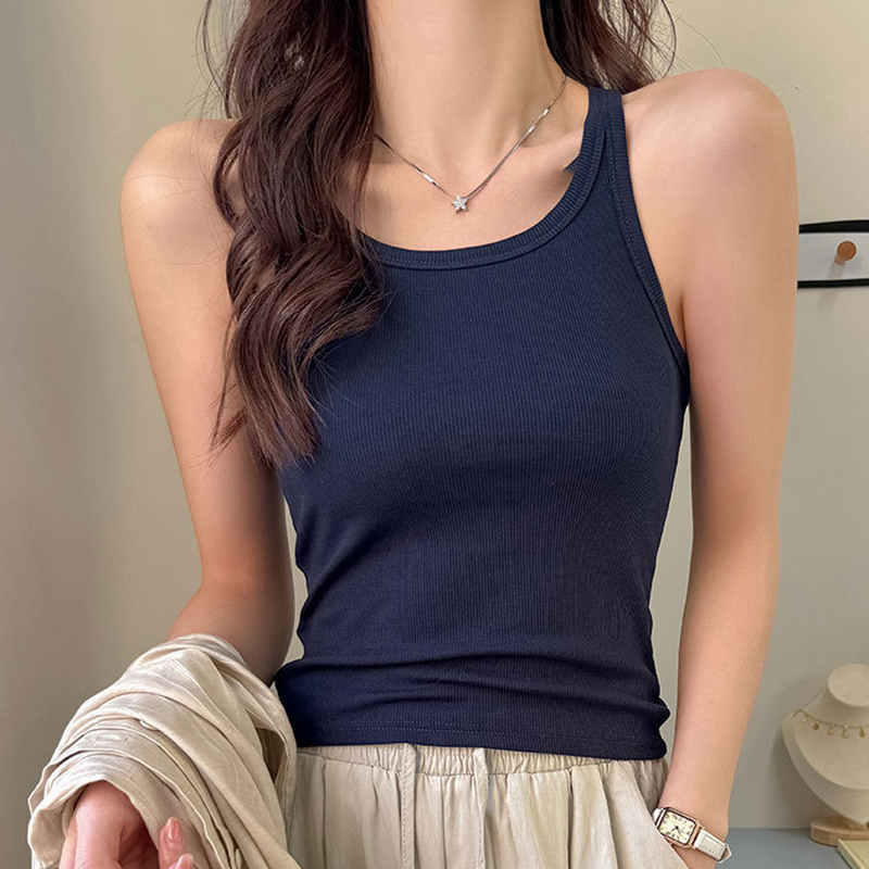 ベーシックリブニットタンクトップ女性夏ソリッドカラー弾性ノー - Tank Top Ribbed のレビューと価格