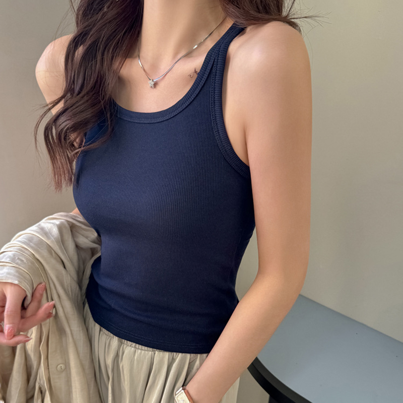 ベーシックリブニットタンクトップ女性夏ソリッドカラー弾性ノー - Tank Top Ribbed のレビューと価格