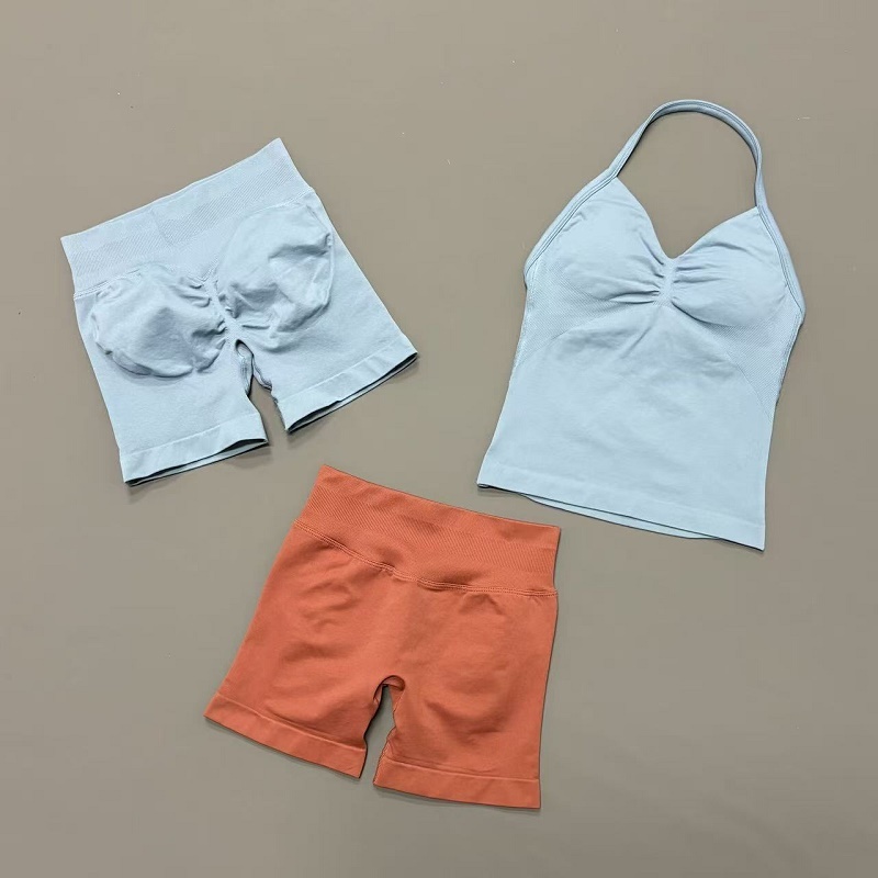 2 個女性ワークアウトセットシームレス高ストレッチショーツホ - Suspender Tank Top のレビューと価格
