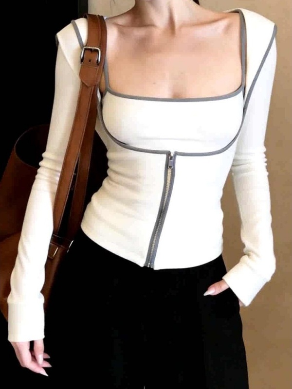 春の純粋な欲望スパイシーガールスクエアカラージッパーベースレ - Base Layer Top のレビューと価格